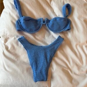 Monday Swimwear Textured Blue Two-Piece Bikini Set